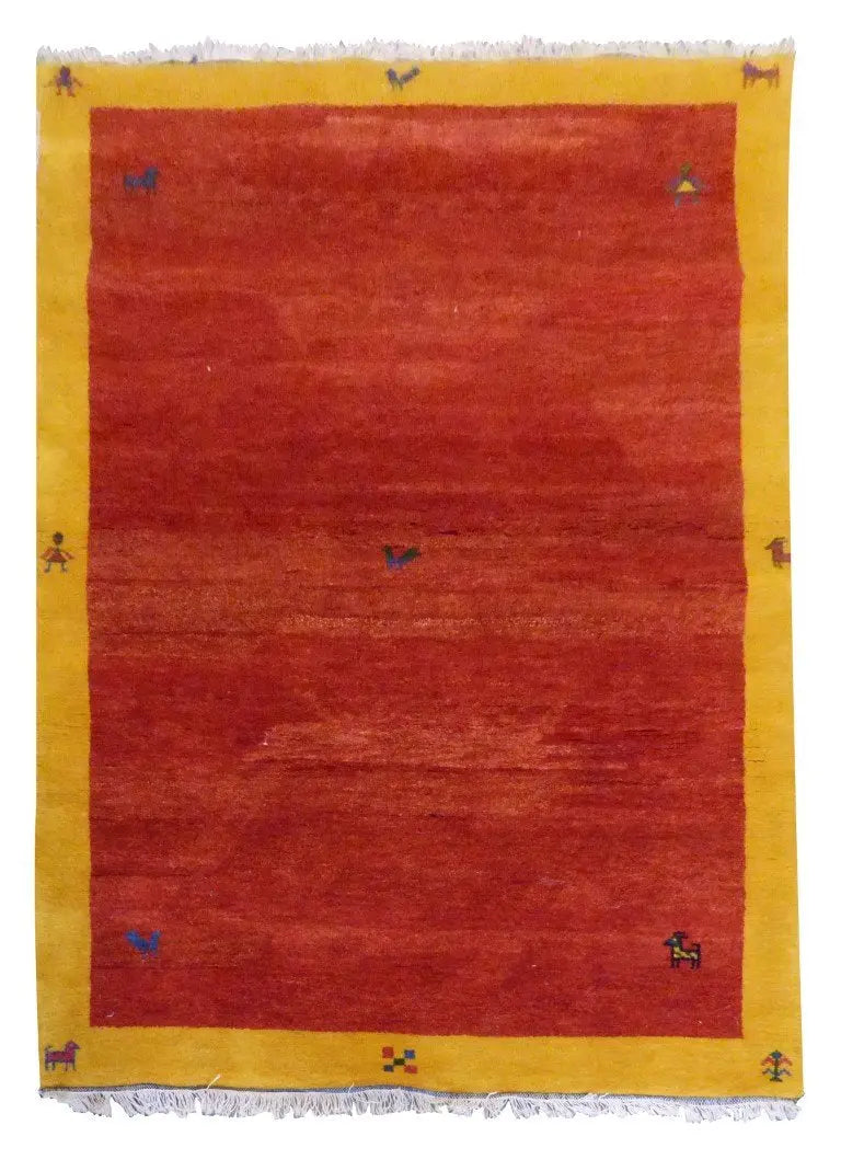 One Of The Kind Indian Hand-Knotted Gabbeh Rug 7'9" X 5'6"